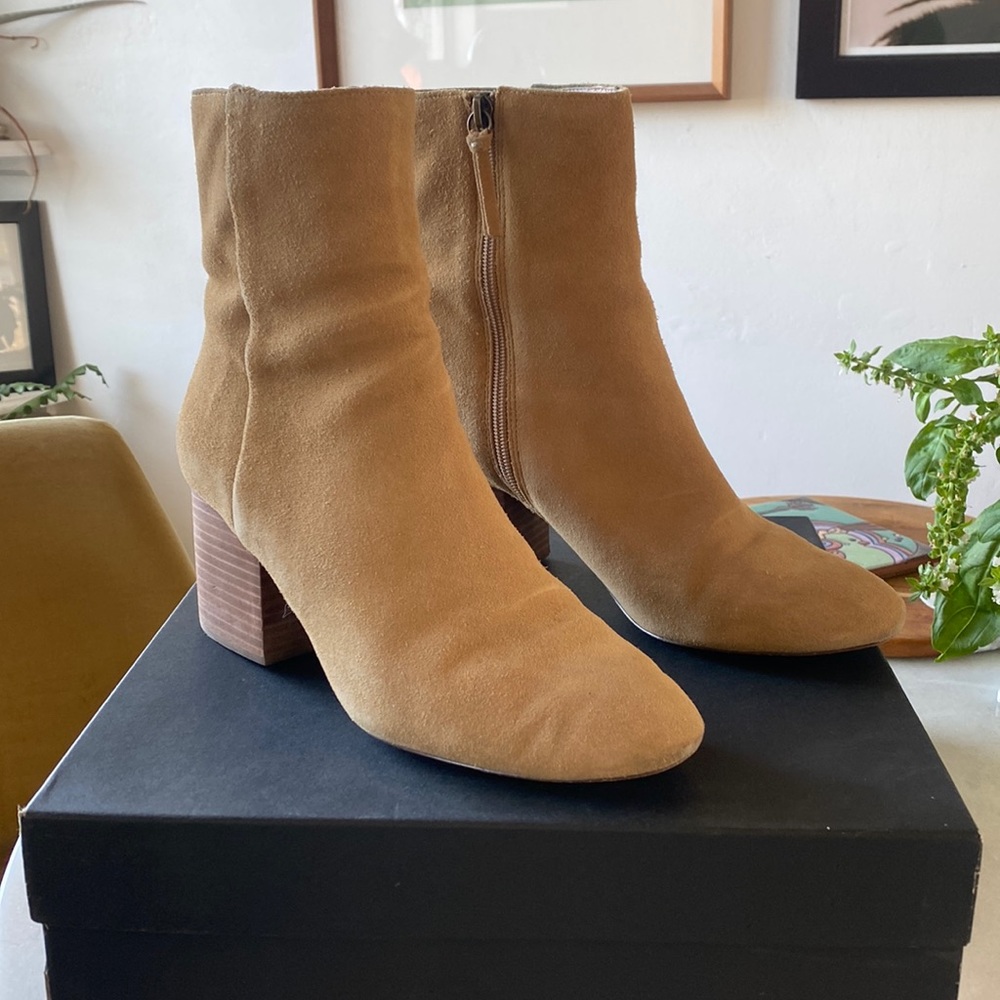 JCrew Maya Boot in Suede with Stacked Heel